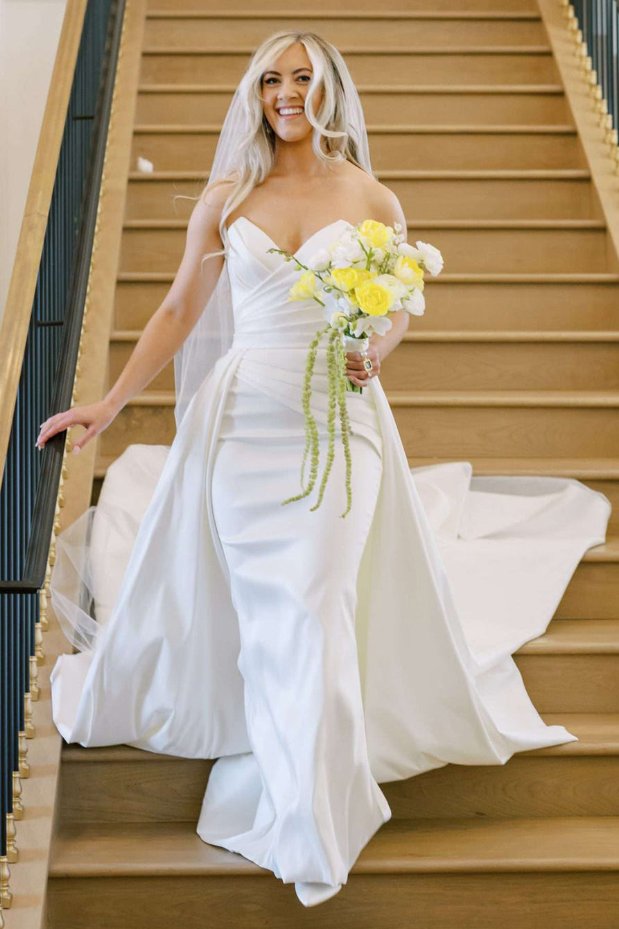 Strapless Sweetheart Wedding Dress with Overskirt