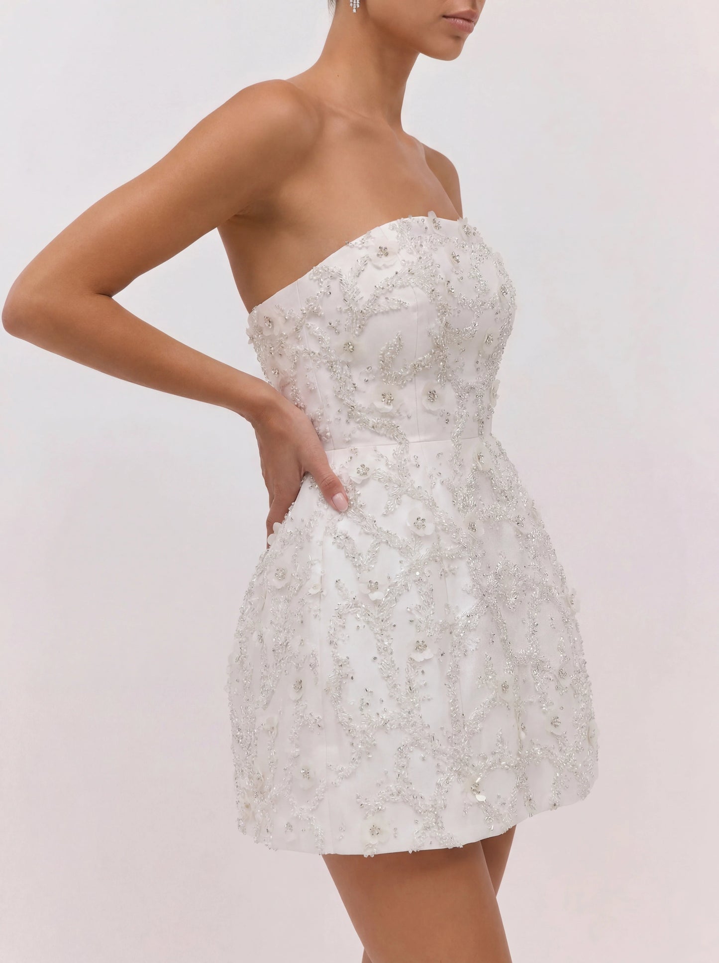 Strapless Beaded Mini A-Line Dress