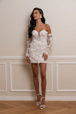 3D Floral Off-the-Shoulder Corset Mini Dress