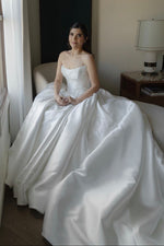 Strapless Satin Ball Gown Wedding Dress with Train