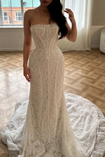 Pearl-Embellished Corset Mermaid Wedding Dress
