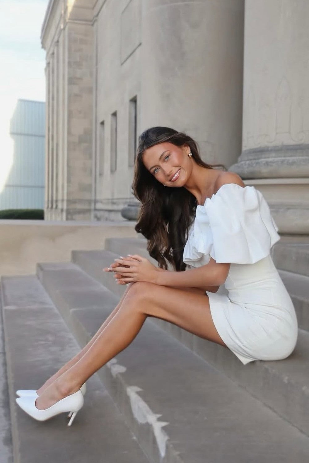 Off-the-Shoulder Ruffled Mini Bodycon Dress
