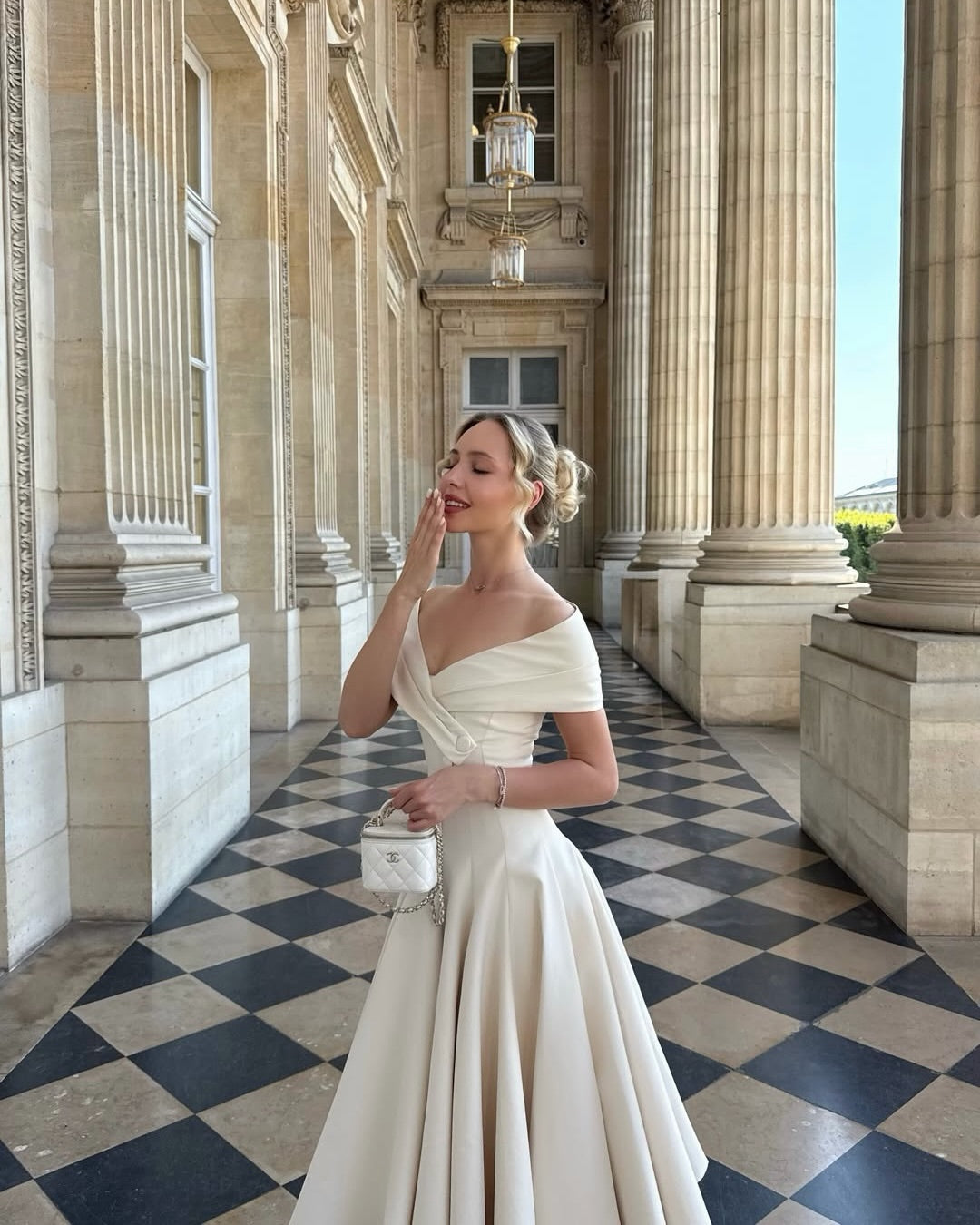 Off-the-Shoulder Asymmetrical Midi Dress
