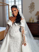 Off-the-Shoulder Mermaid Wedding Dress with Overskirt