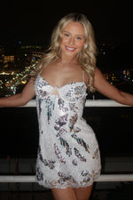 Sequined Lace Sweetheart Mini Dress