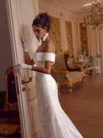 Off-the-Shoulder Ruched Trumpet Wedding Dress