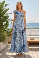 One-Shoulder Ruffle A-Line Maxi Dress