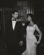 Long Sleeve Illusion Lace Wedding Dress with Train