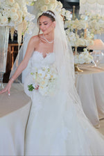 Strapless Lace Sweetheart A-Line Wedding Dress with Train