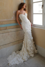 Strapless Corset Mermaid Wedding Dress with 3D Flowers