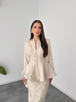 Embellished Peplum Jacket and Skirt Set