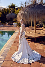 Floral Halter Fit-and-Flare Wedding Dress