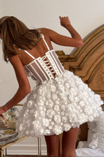 3D Floral Corset Mini Dress with Lace-Up Back