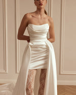 Strapless Satin A-Line Wedding Gown with Slit