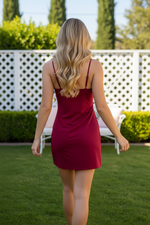 Lace-Trim Satin Mini Slip Dress