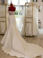 Strapless Satin Mermaid Wedding Dress with Lace Bodice