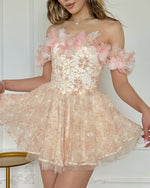 Off-The-Shoulder Floral Corset Mini Dress