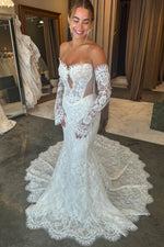 Off-the-Shoulder Lace Mermaid Wedding Dress