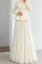 Peplum Lace Jacket & Tulle Maxi Skirt Two-Piece Set