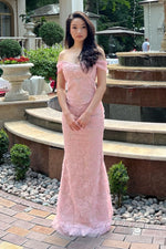 Off-the-Shoulder Lace Mermaid Evening Gown