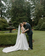 Strapless Satin A-Line Wedding Dress with Chapel Train