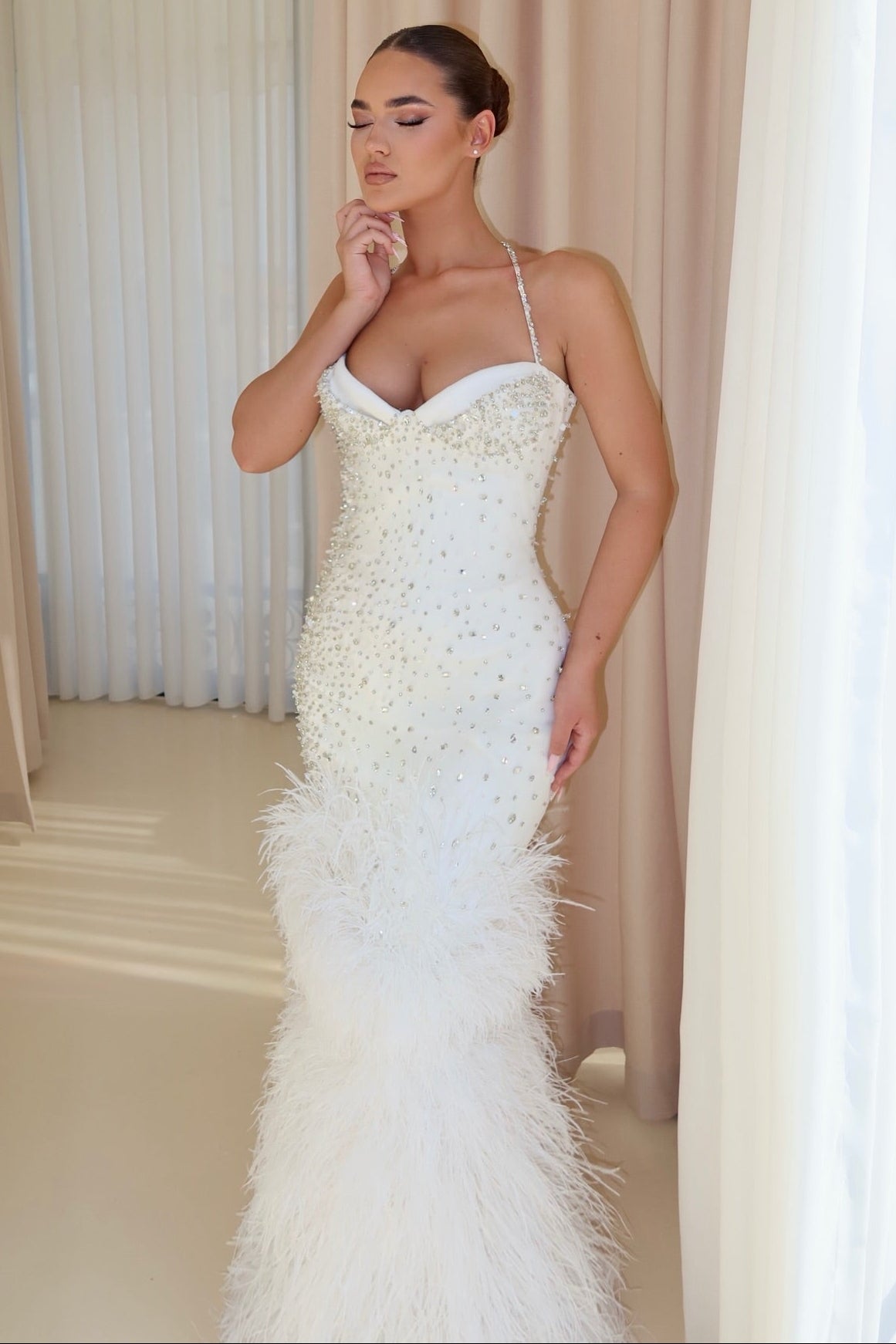 Beaded Halter Mermaid Wedding Dress
