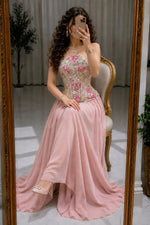 Strapless Corset A-Line Gown with 3D Flowers