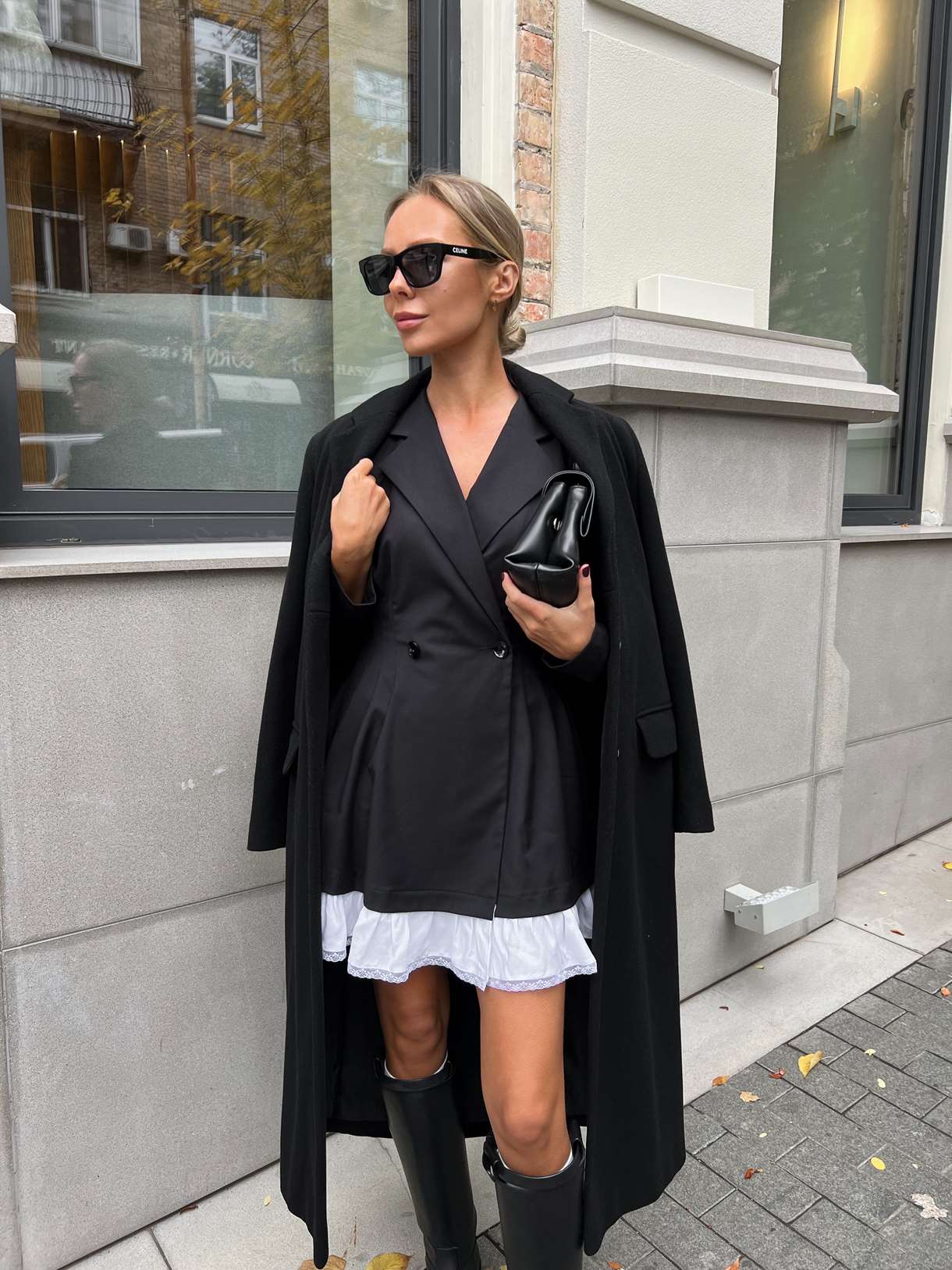 Long Sleeve Blazer Dress with Ruffled Hem