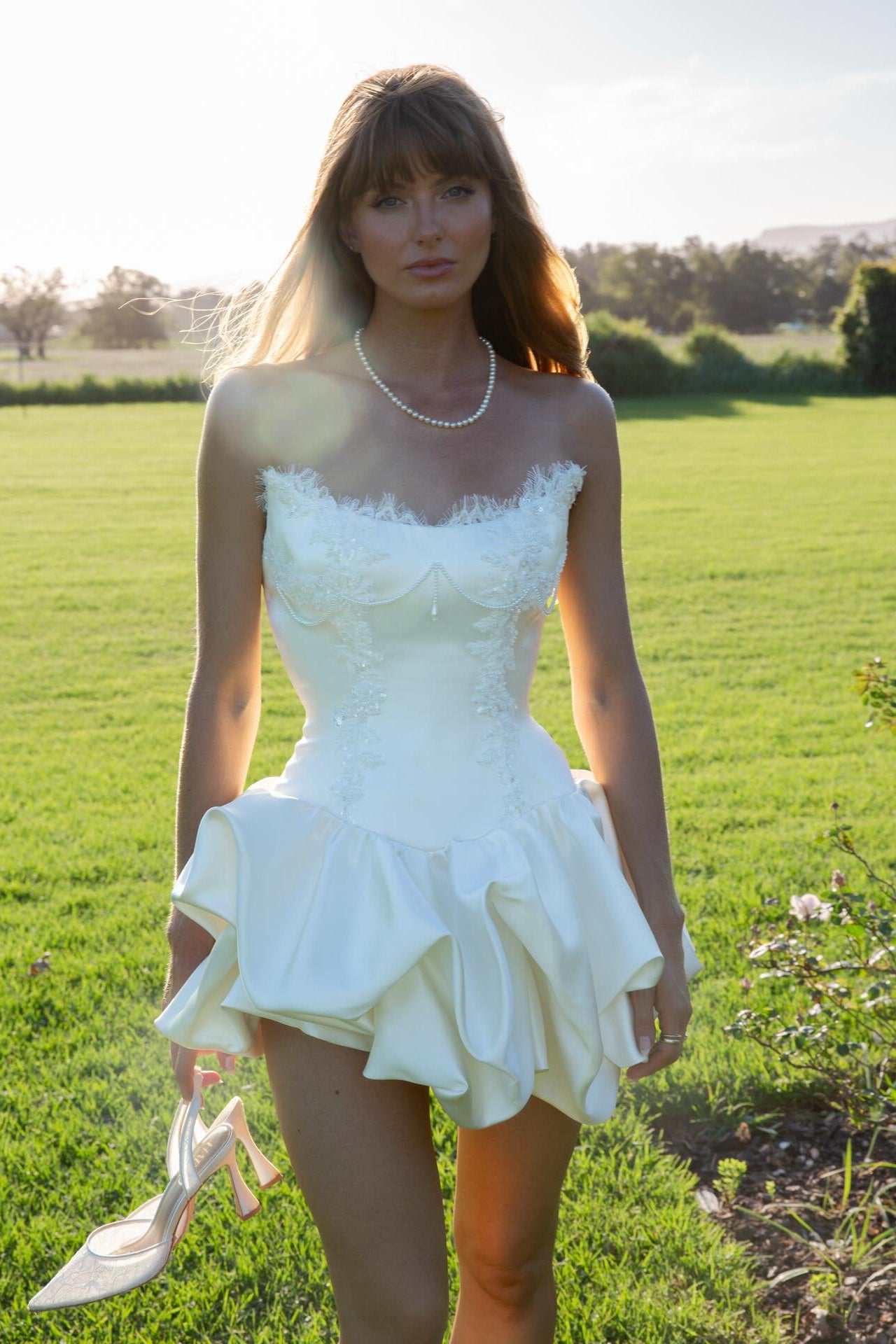 Strapless Lace Corset Bubble Mini Dress