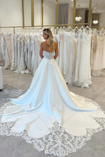 Strapless A-Line Wedding Dress with Lace Bodice