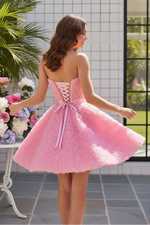 Sweetheart Strapless 3D Floral Mini Dress