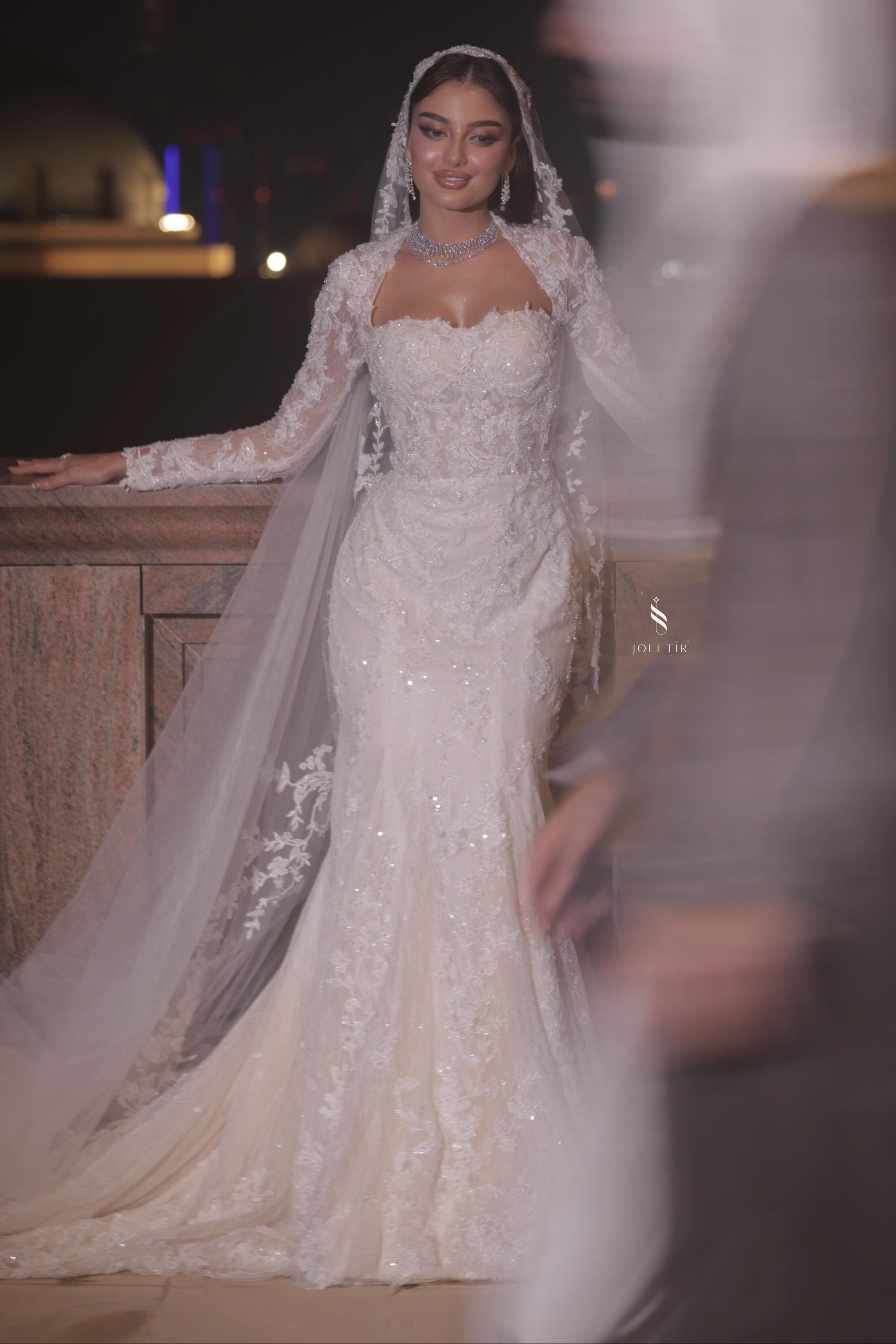 Lace Mermaid Wedding Dress with Long Sleeve Jacket