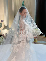 High Neck Long Sleeve Lace Mermaid Wedding Dress
