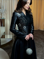 Elegant Long Sleeve Satin A-Line Evening Gown