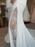 Cowl Neck Corset Fit and Flare Wedding Dress