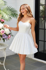 Strapless Sweetheart Mini Dress with Crystal Embellishments