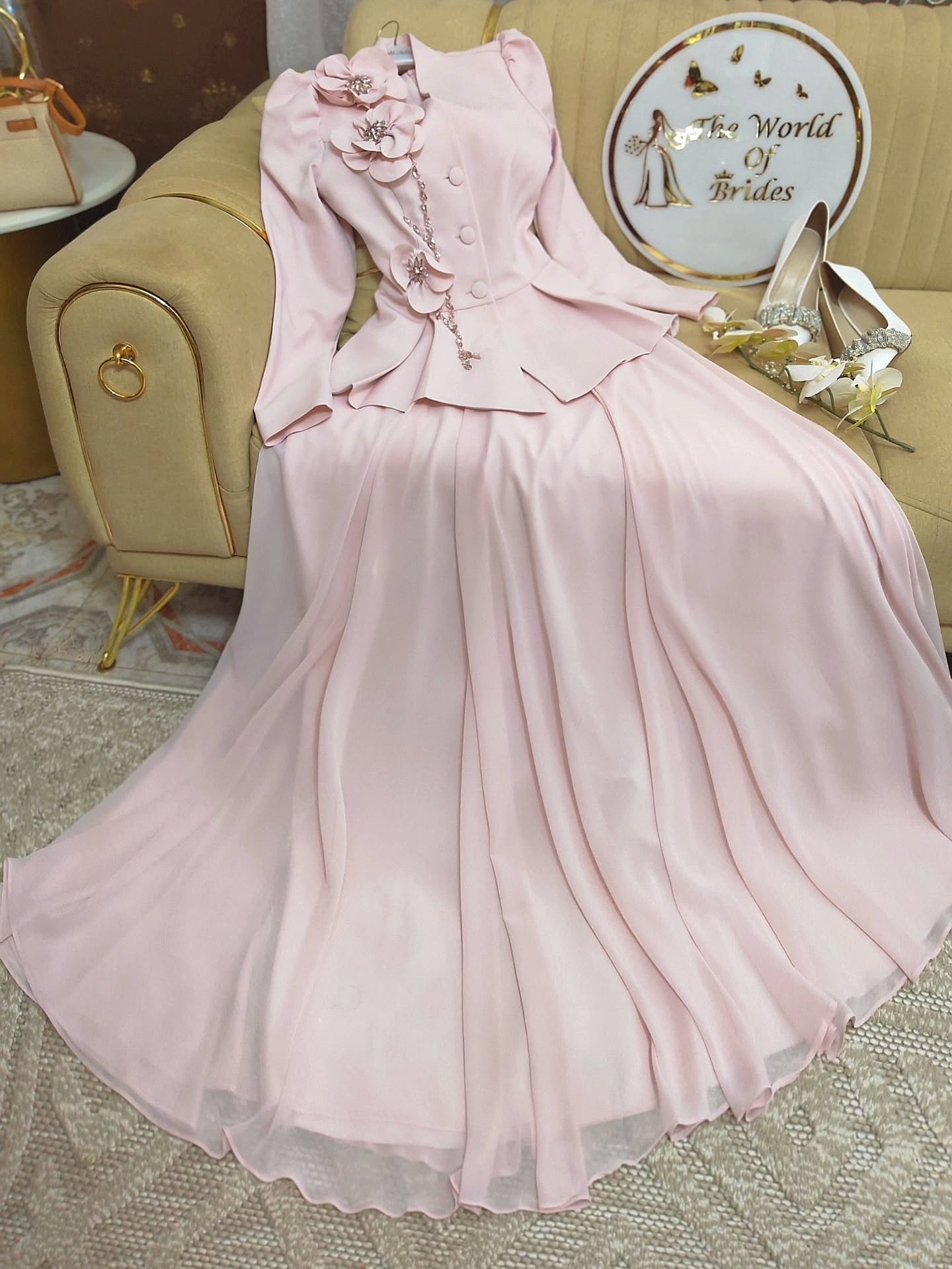 Peplum Blazer and A-Line Skirt Two-Piece Set