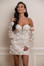 3D Floral Off-the-Shoulder Corset Mini Dress