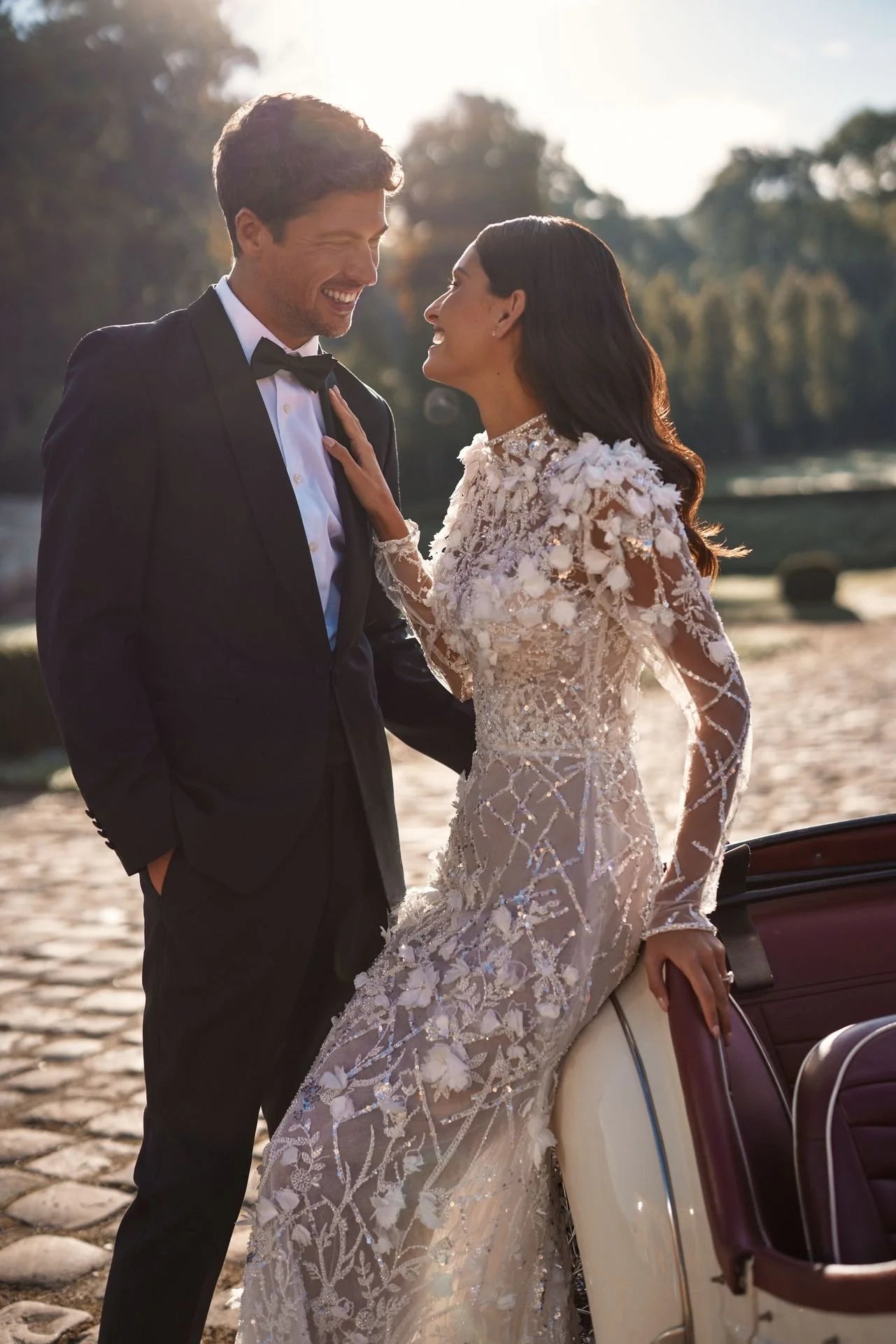 High-Neck Mermaid Wedding Dress with Overskirt