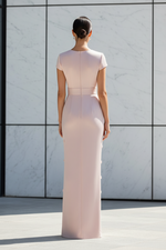 Bow Waist Column Evening Gown