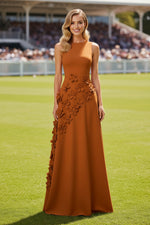 Sleeveless 3D Floral Applique A-Line Evening Gown