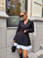 Long Sleeve Blazer Dress with Ruffled Hem