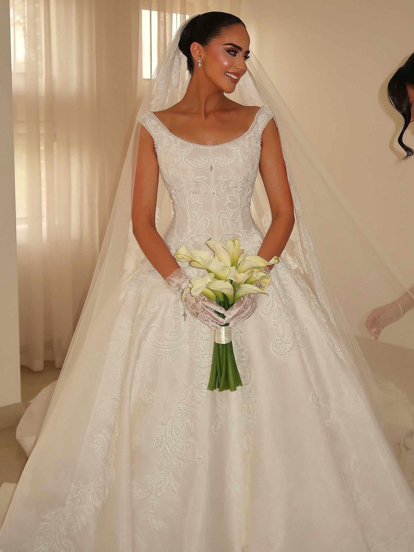 Embroidered Lace Corset Ball Gown Wedding Dress