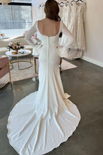 Square Neck Crepe Mermaid Wedding Dress