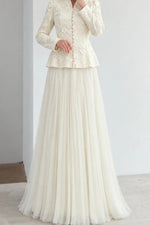 Peplum Lace Jacket & Tulle Maxi Skirt Two-Piece Set