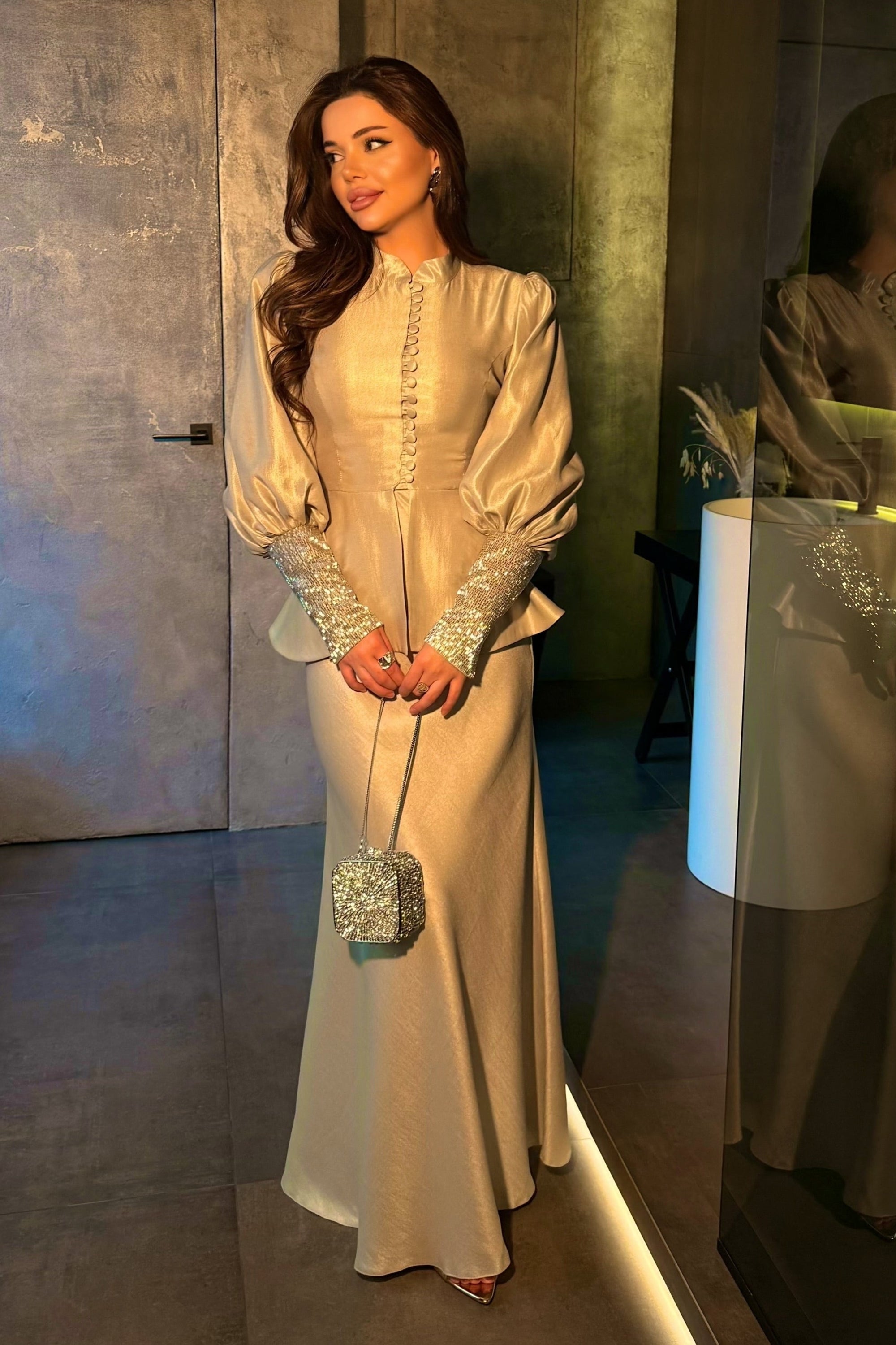 Elegant Two-Piece Corset Back Maxi Dress Set