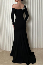Asymmetrical Floral Embellished Mermaid Gown