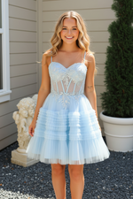 Tiered Tulle Corset Mini Dress