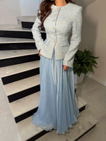 Elegant Two-Piece Jacket and Pleated Skirt Set
