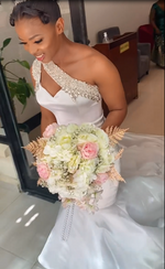 One-Shoulder Beaded Mermaid Wedding Dress